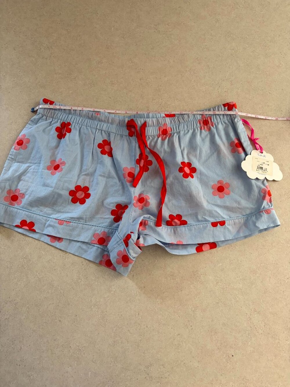 NWT ban.do women's sleep shorts Daisy Blue Red Size XXL Elastic Waist